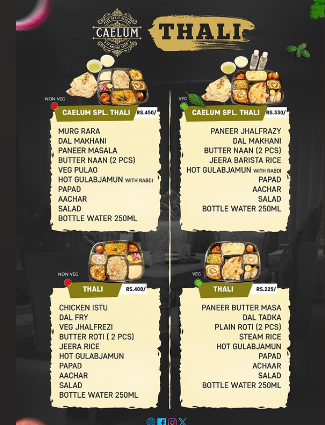 Caelum menu page four